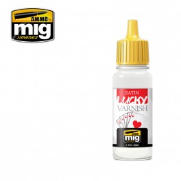 Ammo Mig 2056 Satin Lucky Varnish (Professional) - Suitable for Brush and Airbrush Application - 17ml Bottle