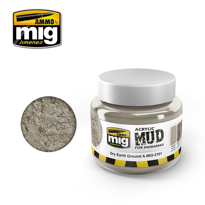 Ammo Mig 2101 Acrylic Mud - Dry Earth Ground (for Dioramas) - 250ml Jar