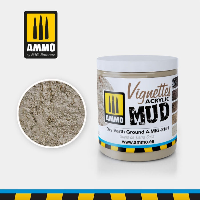 Ammo Mig 2151 Vignettes Acrylic Mud - Dry Earth Ground (for Dioramas) - 100ml Jar