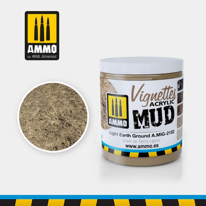 Ammo Mig 2152 Vignettes Acrylic Mud - Light Earth Ground Ground (for Dioramas) - 100ml Jar