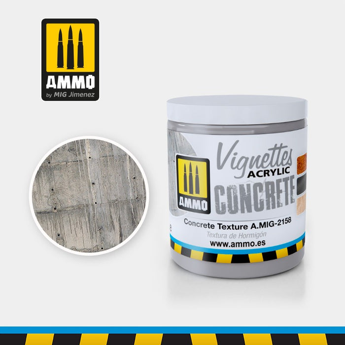 Ammo Mig 2158 Vignettes Acrylic Texture - Concrete (for Dioramas) - 100ml Jar