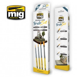 Ammo Mig 7601 Dioramas and Scenic Brush Set - 4 pieces