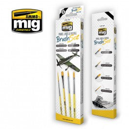 Ammo Mig 7605 Panel Lines and Fading Brush Set - 4 pieces