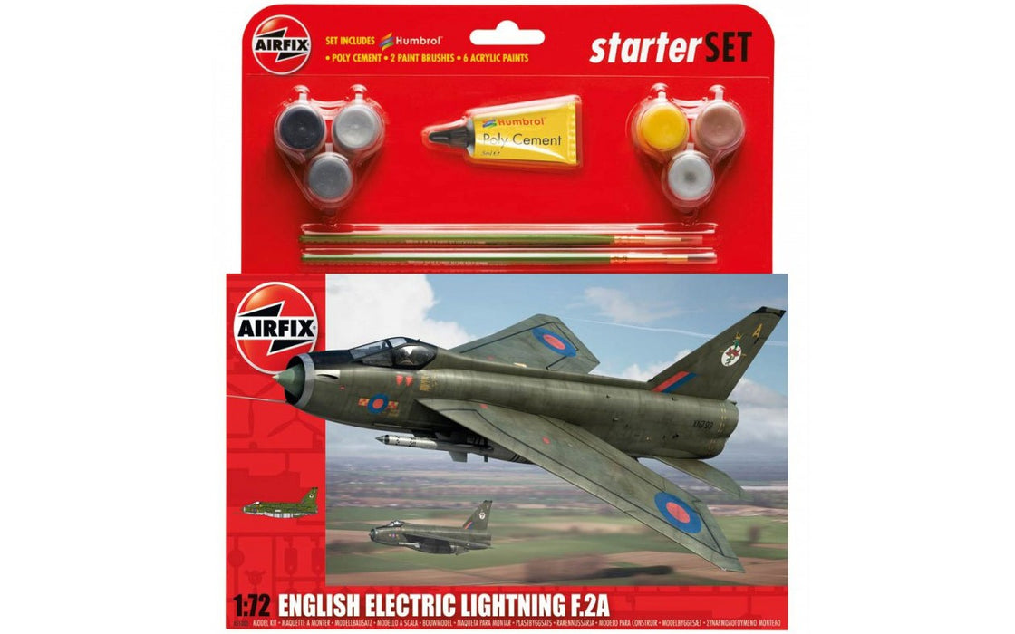 Airfix A55305 English Electric Lightning F.2A Starter Set Kit (1:72 Scale) - Complete with Glue and Paint