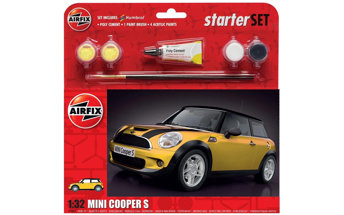 Airfix A55310 Mini Cooper S Starter Set Kit - Yellow (1:32 Scale)