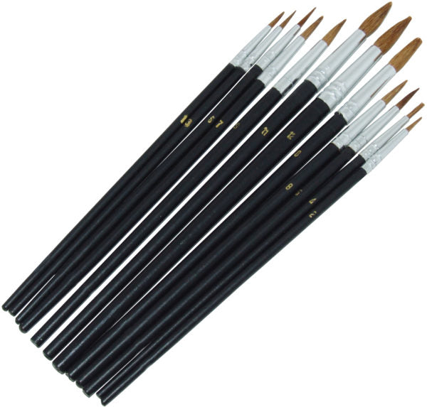 Amtech S4120 12piece pointed tip artist brush set