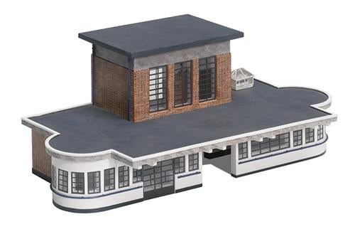 Bachmann Scenecraft 44-066 Art Deco Station Building (Pre-Built) - OO Scale - Worn box