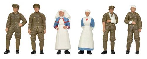 Bachmann 36-409 WW1 Medical Staff and Soldiers (6) Figure Set (OO / HO Scale)