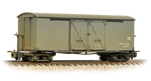 Bachmann 393-026A Covered Goods Wagon "Nocton Estates" Light Grey (Weathered) - OO9 Scale