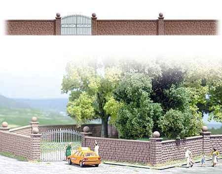 Busch 6014 Stone Wall with Gate - Suitable for OO / HO Scales
