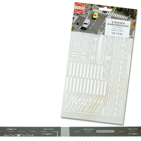 Busch 7196 Road Markings - Suitable for OO / HO (1:76) Scales