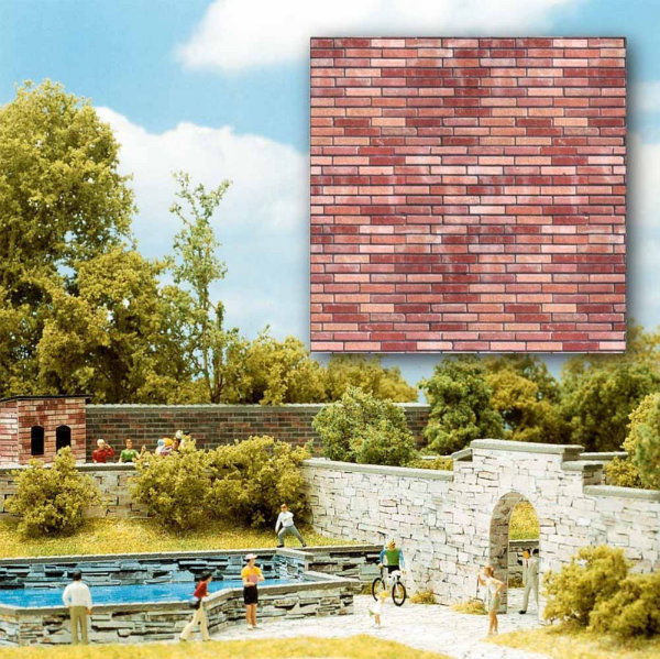 Busch 7425 Red Brick Decor Sheets (OO / HO Scale)