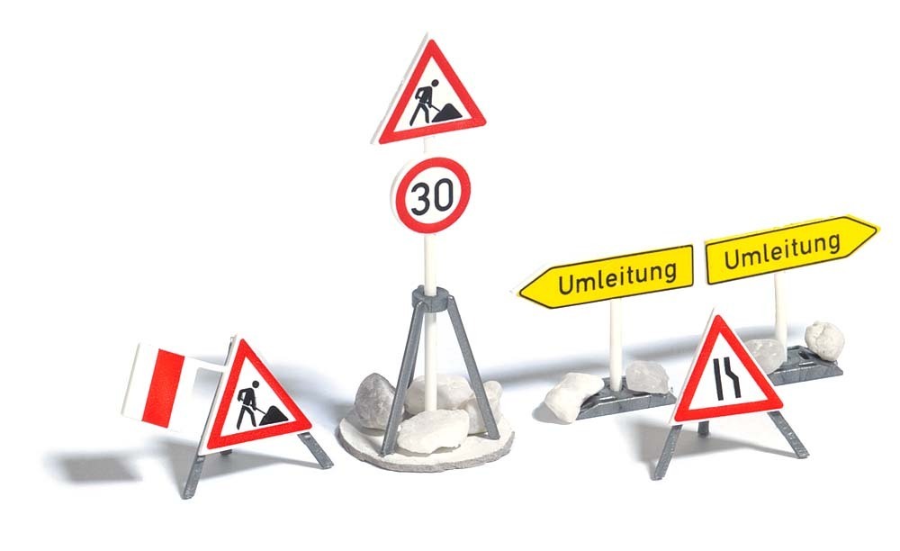 Busch 7789 Construction Site Road Signs - OO / HO Scale