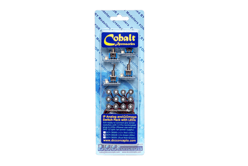 DCC Concepts DCP-CBSGR Cobalt iP Analogue and Omega Switch Pack with LEDs - Green  (6 Switch Pack)