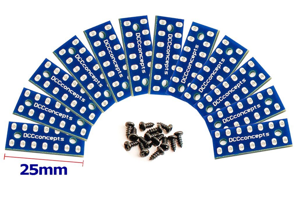 DCC Concepts DCW-12PCB Installation PCBs 25mm x 10mm complete with Screws -  12 Pack