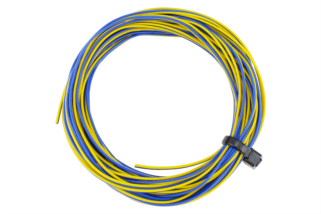 DCC Concepts DCW-YBT 32 Gauge Twinned Decoder Wire (6 metres) - Yellow / Blue