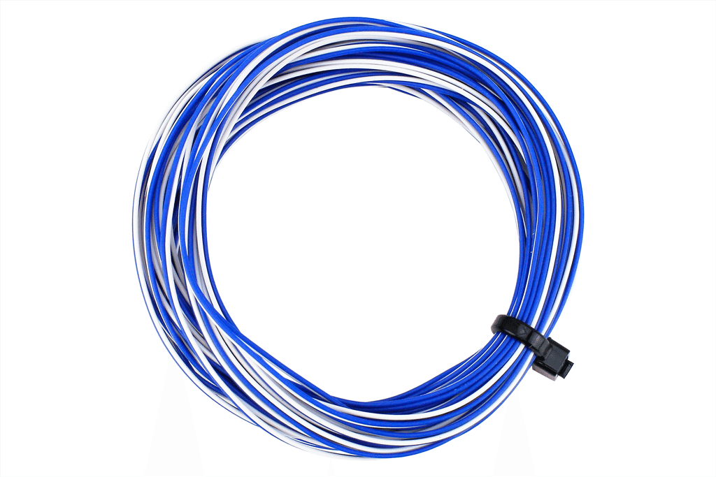 DCC Concepts DCW-WBT 32 Gauge Twinned Decoder Wire (6 metres) - White / Blue