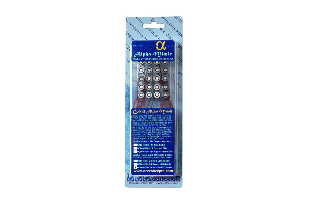 DCC Concepts DCD-MER Cobalt Alpha Mimic Add On LEDS (Red) with leads - 24 pack