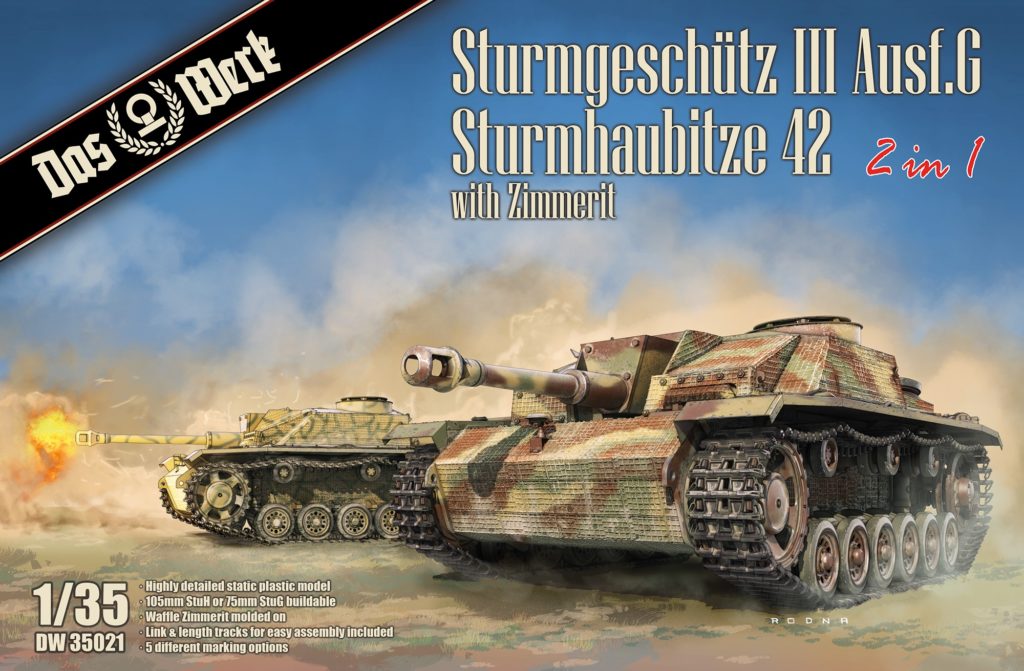 Das Werk DW35021 Sturmgeschiitz II Ausf.G Sturmhaubitze 42, 2 in 1, 1/35 Scale Model Kit