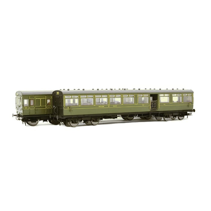 EFE Rail E86002 LSWR 2 Car Gate Stock Set (2 Vehicles) - Southern Olive Green Livery - OO Gauge