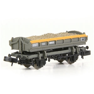 EFE E87538 BR 14T Side Tipping Ballast Wagon (Mermaid) Number DB989517 in BR Engineers Grey and Yellow - N Gauge
