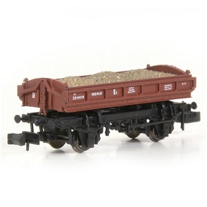 EFE E87539 BR 14T Side Tipping Ballast Wagon (Mermaid) Number DB989528 in BR Gulf Red and Yellow - N Gauge