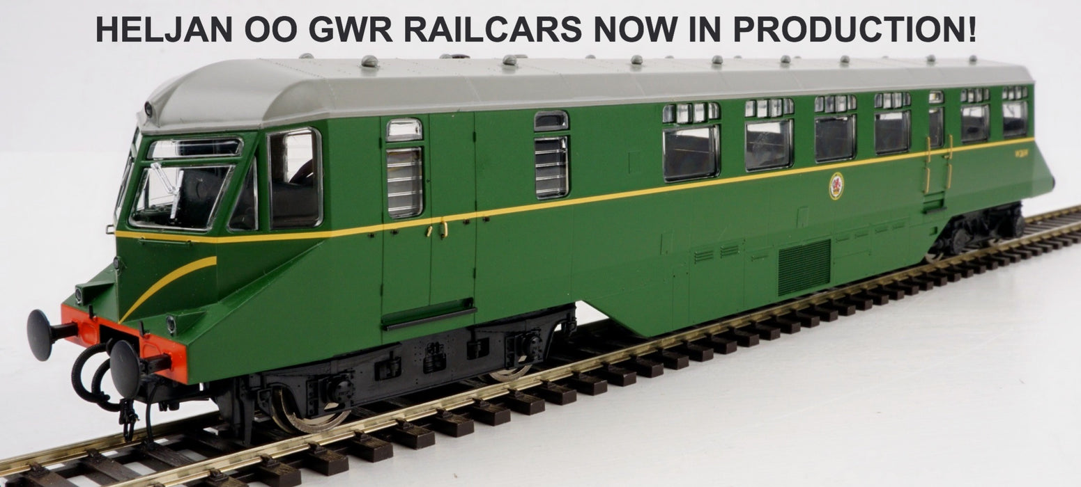 Heljan 19404 GWR Railcar in BR Green Livery with White Cab Roof and Speed Whiskers Diesel Railcar W32W - OO Gauge