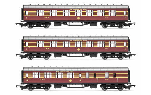 Hornby R4873 Railroad LMS Coronation Scot Coach Pack (3 coaches) - OO Scale