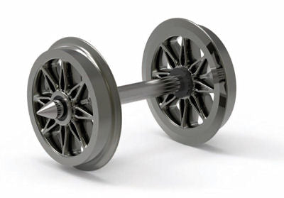 Hornby R8100 Metal 12.6mm Split Spoked Wheelsets (10 wheelsets per pack) - OO Gauge