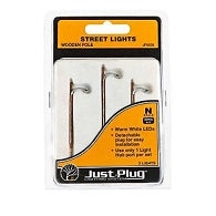 Just Plug JP5638 Wooden Pole Street Lights (3) - N Scale