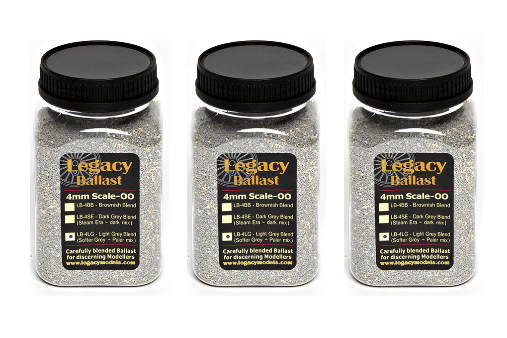 DCC Concepts Legacy Ballast LB-4LG.3 Light Grey Blend (Softer Grey-Paler Mix)- Value Pack (Suitable for OO Scale)