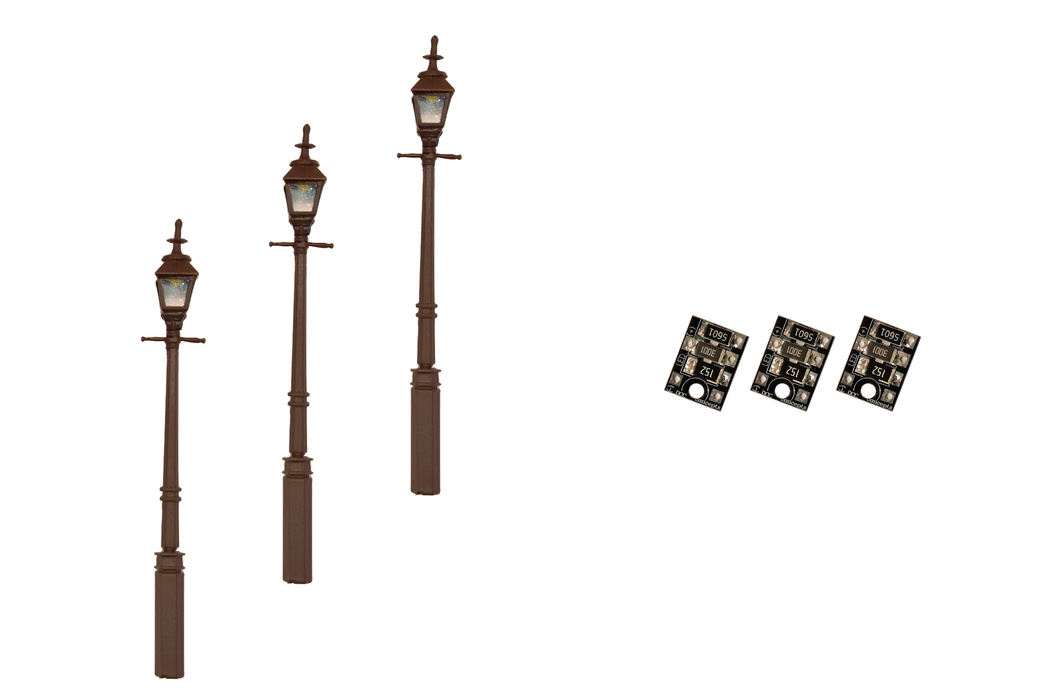 DCC Concepts LML-GSBK3 Gas Lamps x 3 - Black - OO Gauge / 1.76 Scale