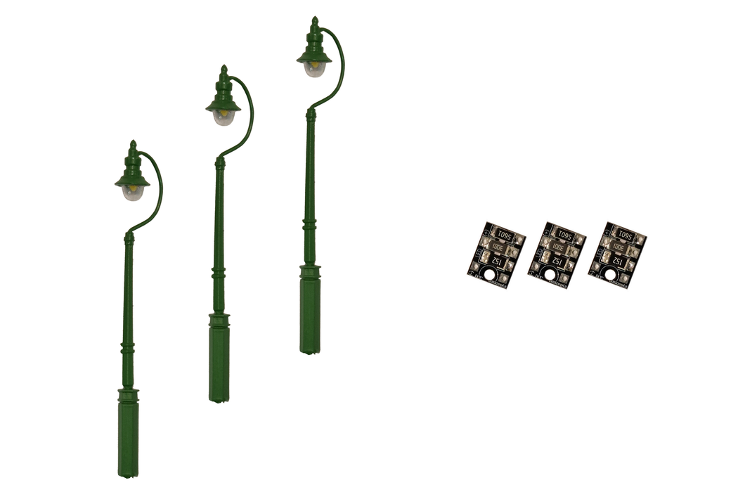 DCC Concepts LML-SSGR 3 x Swan Neck Lamps -Green, OO Gauge