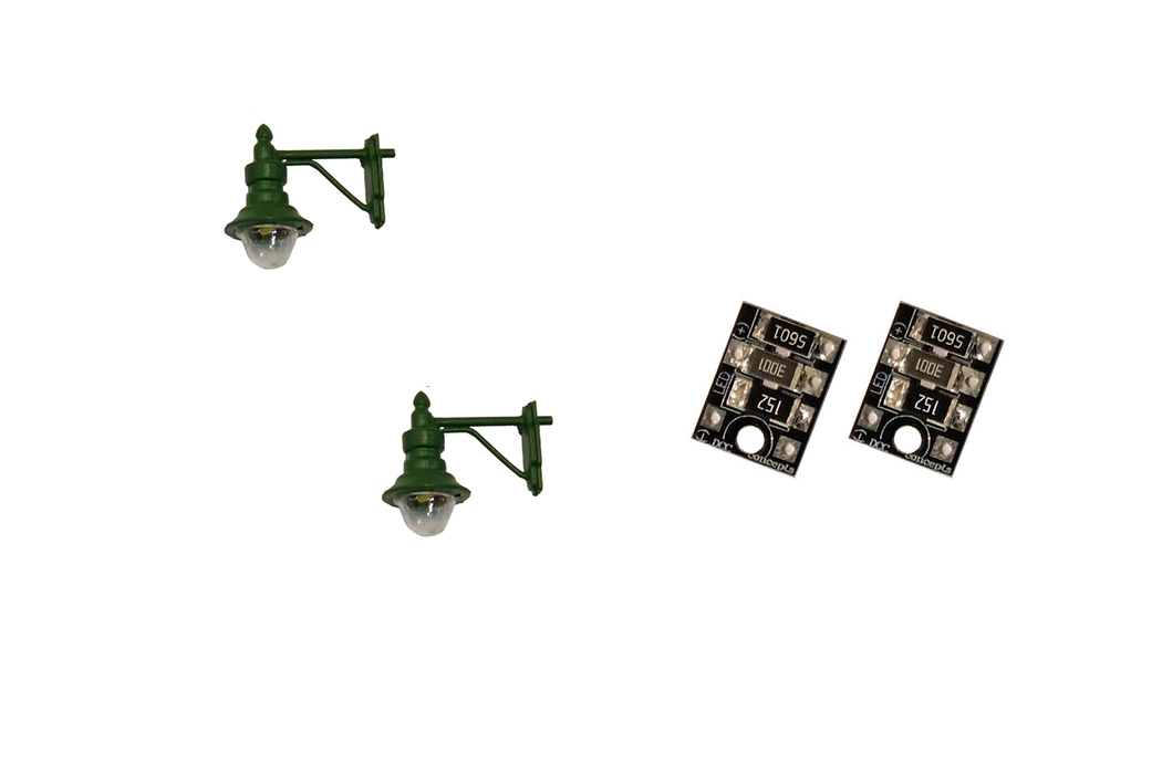 DCC Concepts LML-SWGR 2 x Wall Lamps -Green, OO Gauge