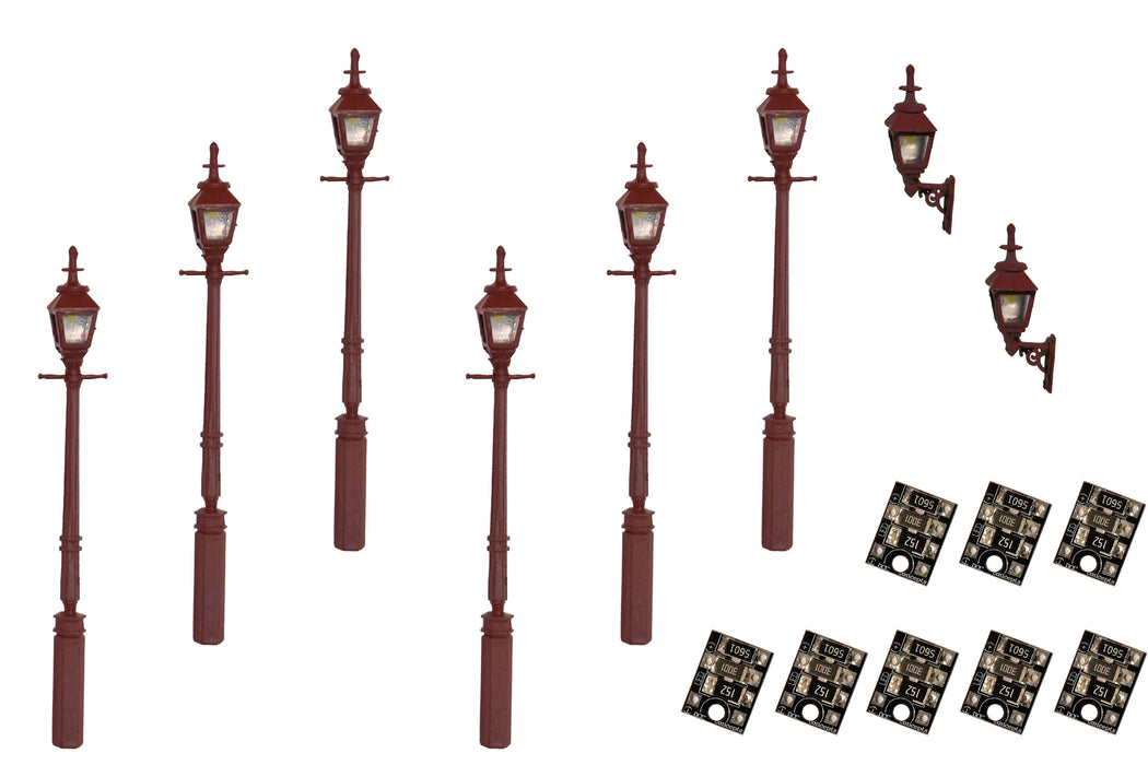 DCC Concepts LML-VPGMR 6 x Gas Lamp, 2 x Wall Lamp-Maroon, OO Gauge
