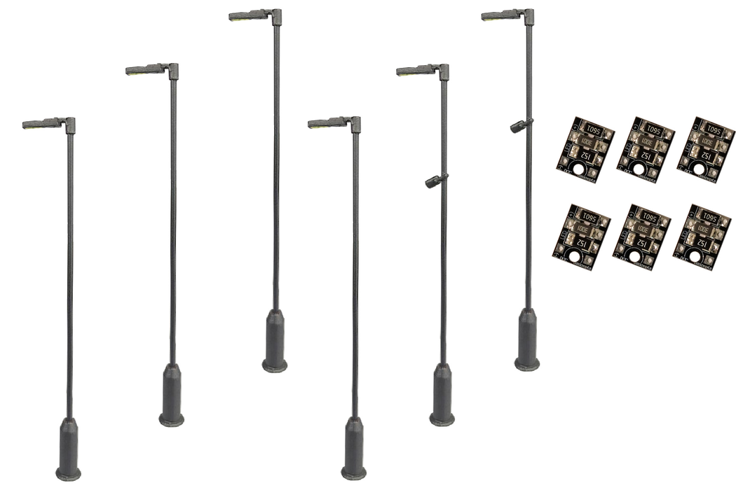 DCC Concepts LML-VPMSL Modern Post Lamps Value Pack x 6-Grey, OO Gauge