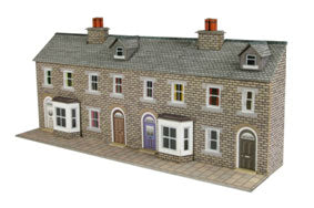 Metcalfe PN175 Low Relief Terraced House Fronts (Stone) Card Kit - N Scale