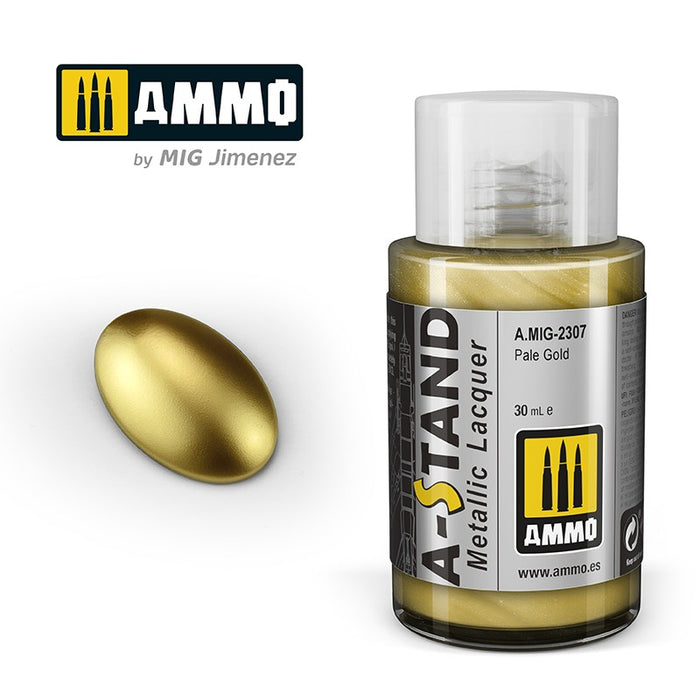 Ammo Mig 2307 A STAND Metallic Lacquer, Pale Gold - 30ml
