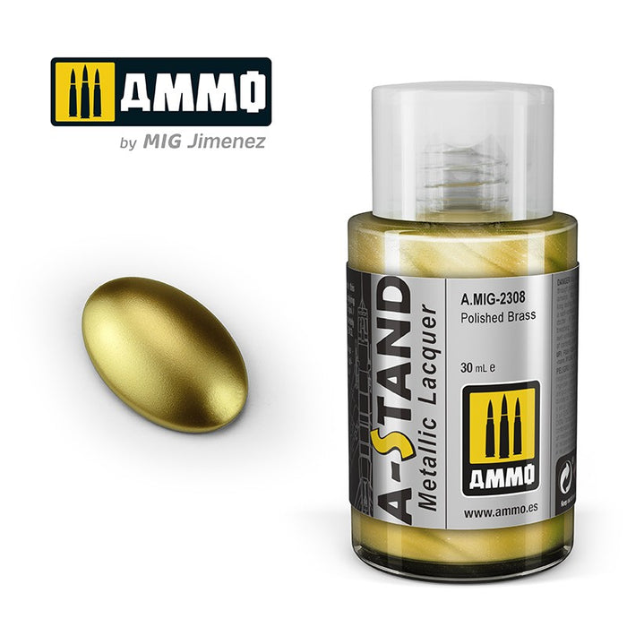 Ammo Mig 2308 A STAND Metallic Lacquer, Polished Brass - 30ml