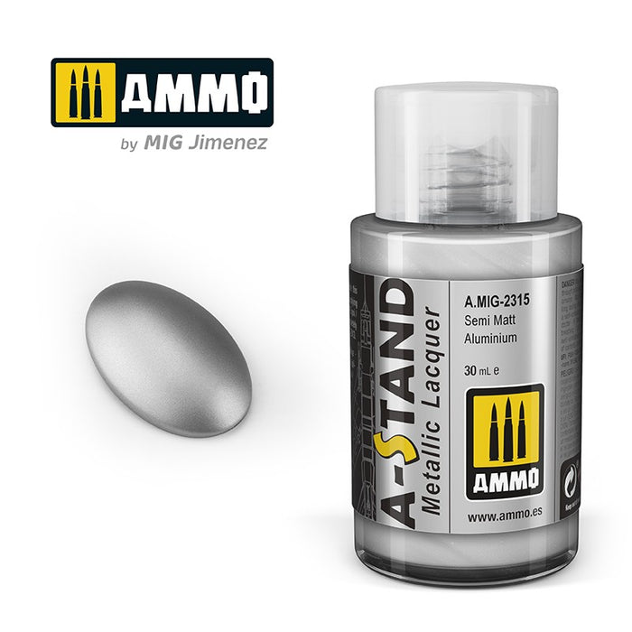 Ammo Mig 2315 A STAND Metallic Lacquer, Semi Matt Aluminium - 30ml