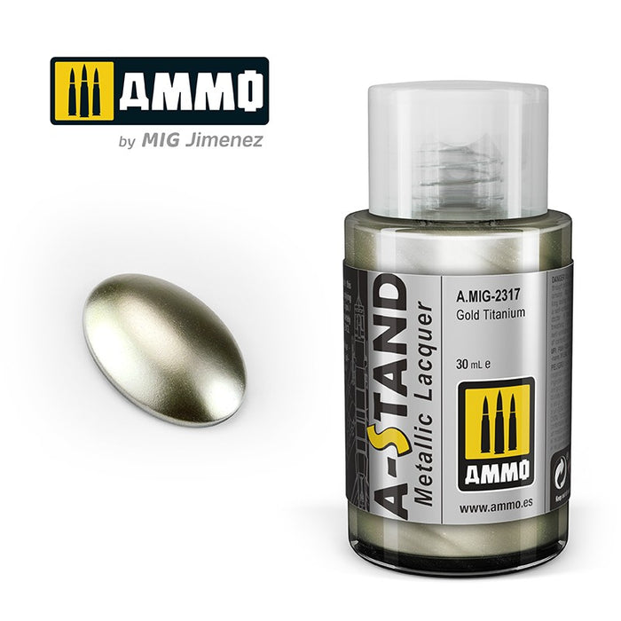 Ammo Mig 2317 A STAND Metallic Lacquer, Gold Titanium - 30ml