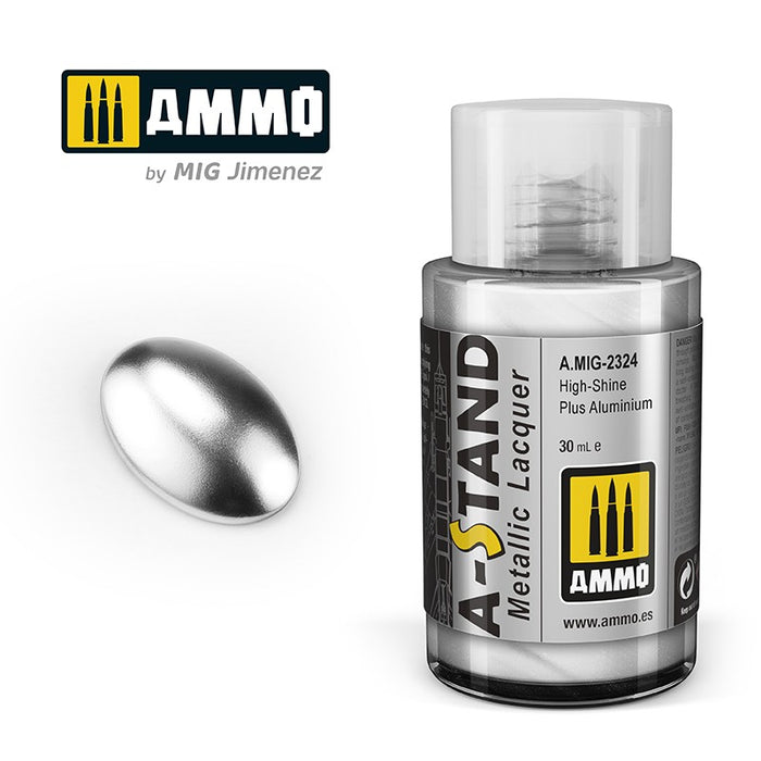 Ammo Mig 2324 A STAND Metallic Lacquer, High Shine Plus Aluminium - 30ml