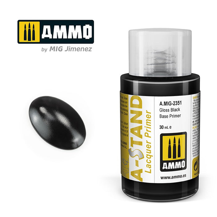 Ammo Mig 2351 A STAND  Lacquer Primer - Gloss Black Base Primer - 30ml