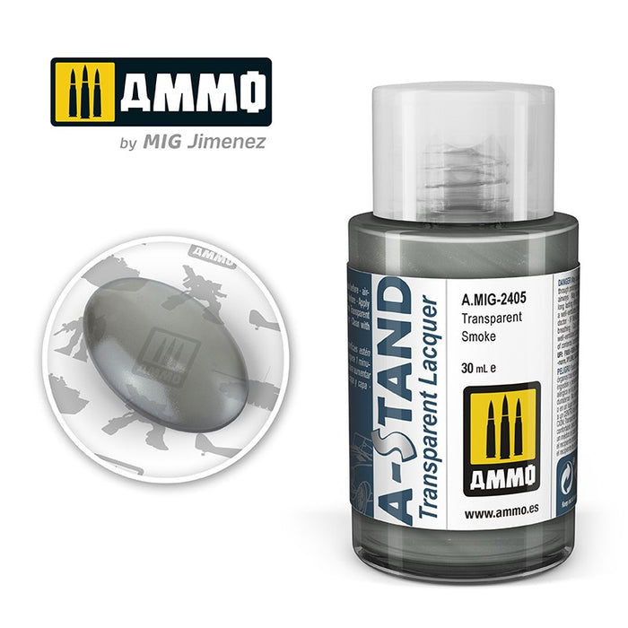 Ammo Mig 2405 A STAND Transparent Lacquer, Transparent Smoke - 30ml