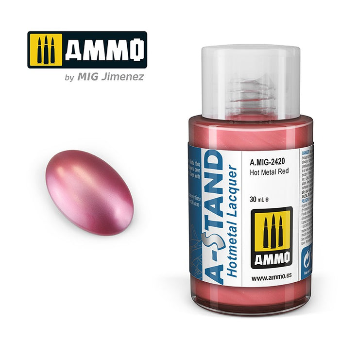 Ammo Mig 2420 A STAND Hotmetal Lacquer, Hot Metal Red - 30ml