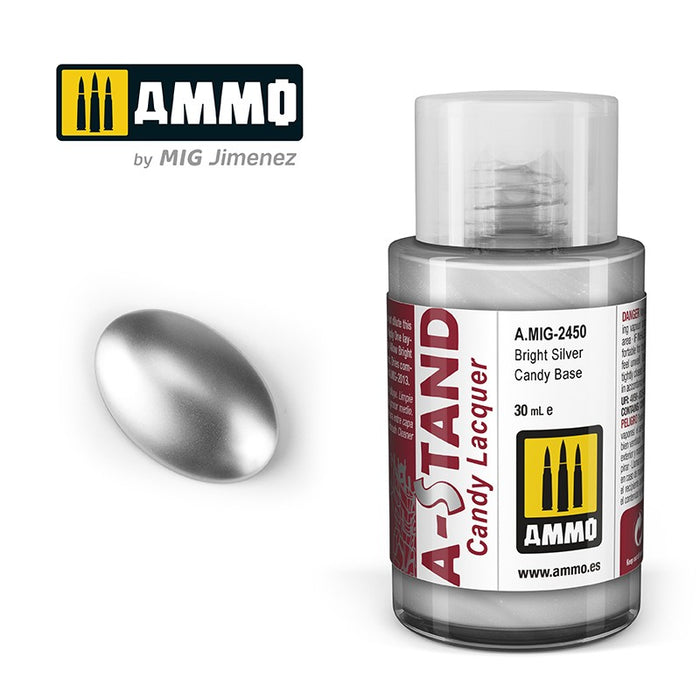 Ammo Mig 2450 A STAND Candy Lacquer, Bright Silver Candy Base - 30ml