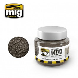Ammo Mig 2104 Acrylic Mud - Dark Mud Ground (for Dioramas) - 250ml Jar