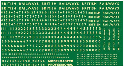 Modelmaster 7031 BR Steam Locomotive Lettering and Numbering 1948 - 1968 Cabside (Waterslide Transfers) - O Scale (7mm)