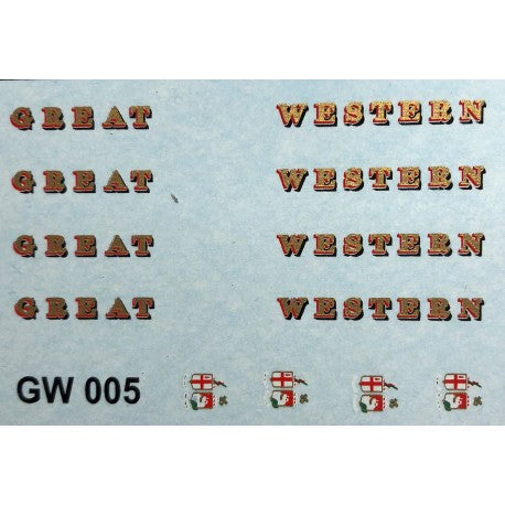 Modelmaster GW005 G.W.R Loco Lettering "GREAT WESTERN" (2 Pairs) and Crests (x 4) Transfers - OO Scale / 4mm