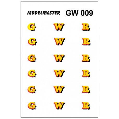Modelmaster GW009 G.W.R Loco Lettering "GWR" (3 Pairs) Transfers - OO Scale / 4mm